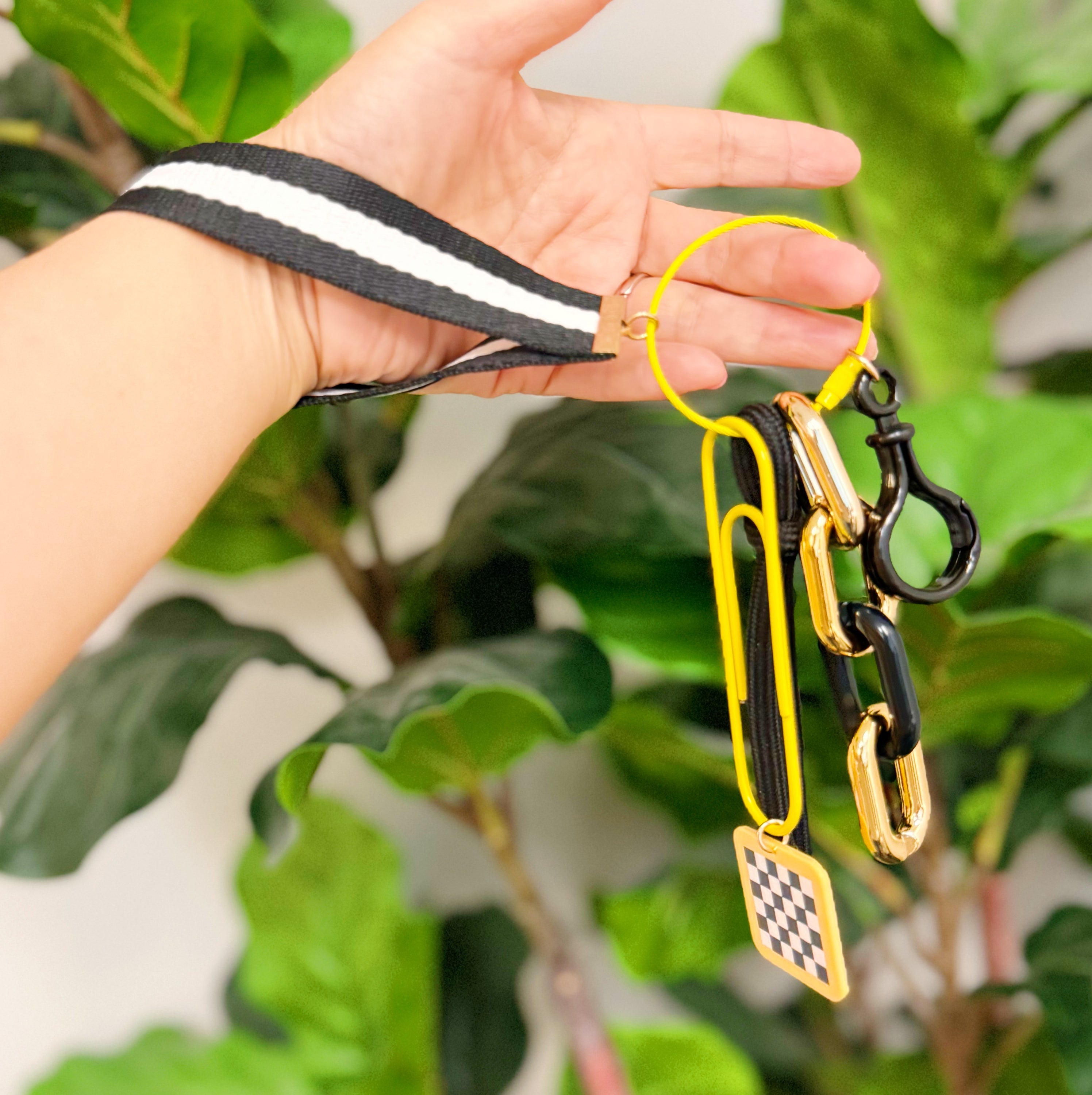 City Hip Jingle Key Chain featuring a colorful design with a wrist strap and screw locking ring, perfect for keys and bag decor.