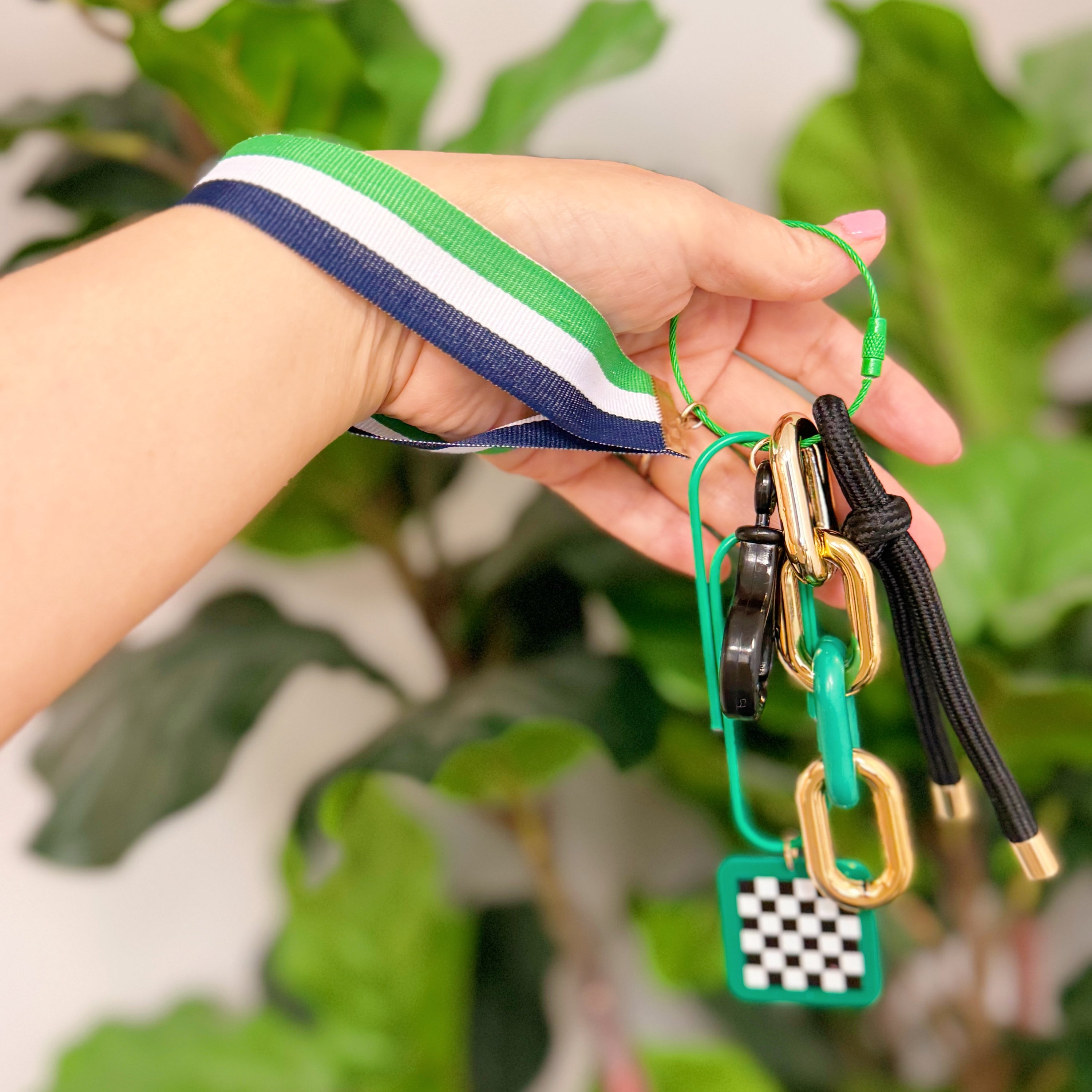 City Hip Jingle Key Chain featuring a colorful design with a wrist strap and screw locking ring, perfect for keys and bag decor.