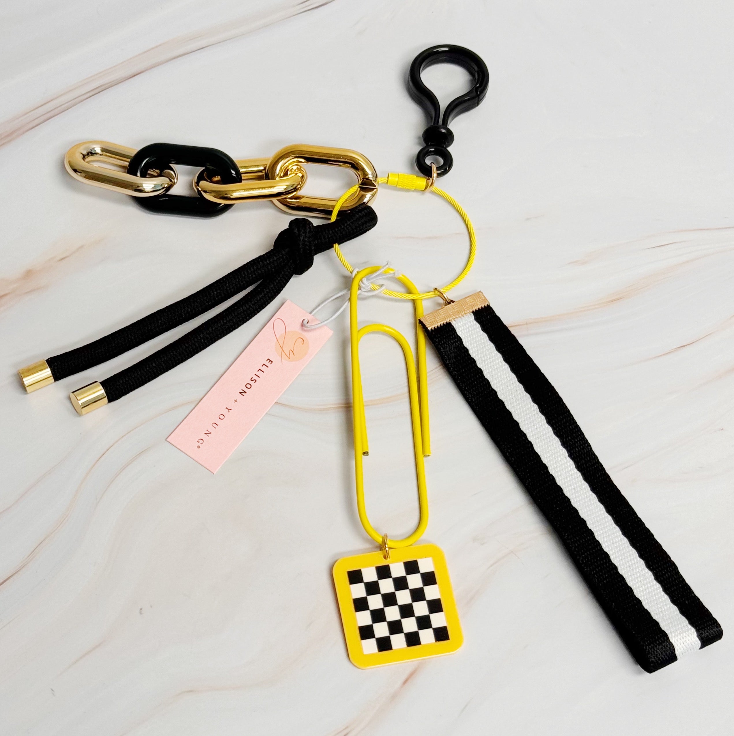 City Hip Jingle Key Chain featuring a colorful design with a wrist strap and screw locking ring, perfect for keys and bag decor.