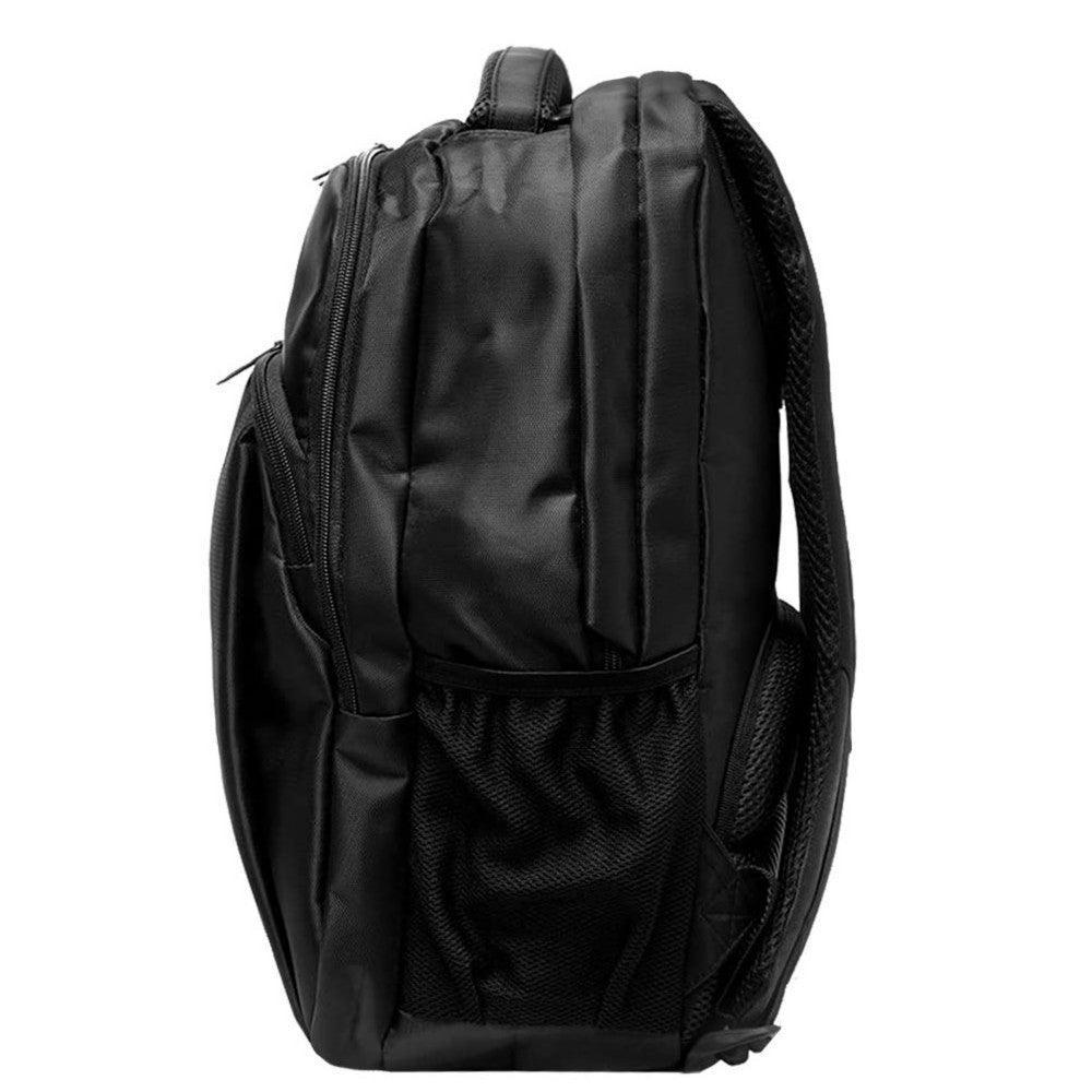 CITY TRAVELER LAPTOP BACKPACK featuring multiple compartments, padded straps, and side mesh pockets, ideal for travel and organization.