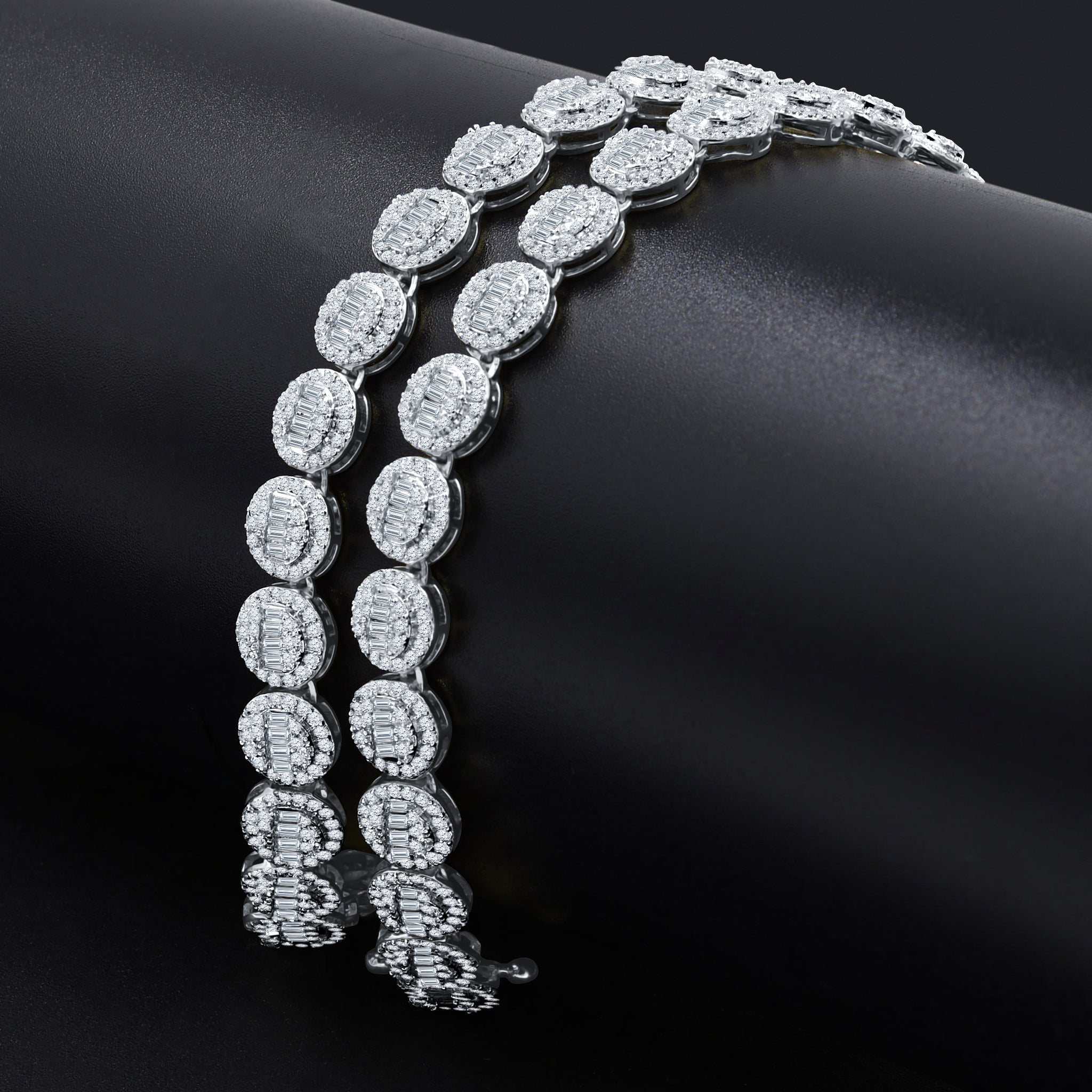 CLAIR Sterling Silver 8mm Chain showcasing its elegant design and sparkling cubic zirconia.