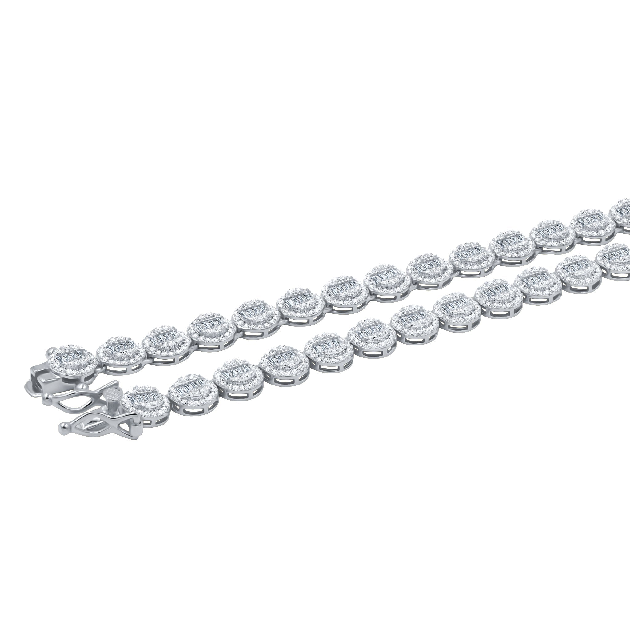 CLAIR Sterling Silver 8mm Chain showcasing its elegant design and sparkling cubic zirconia.