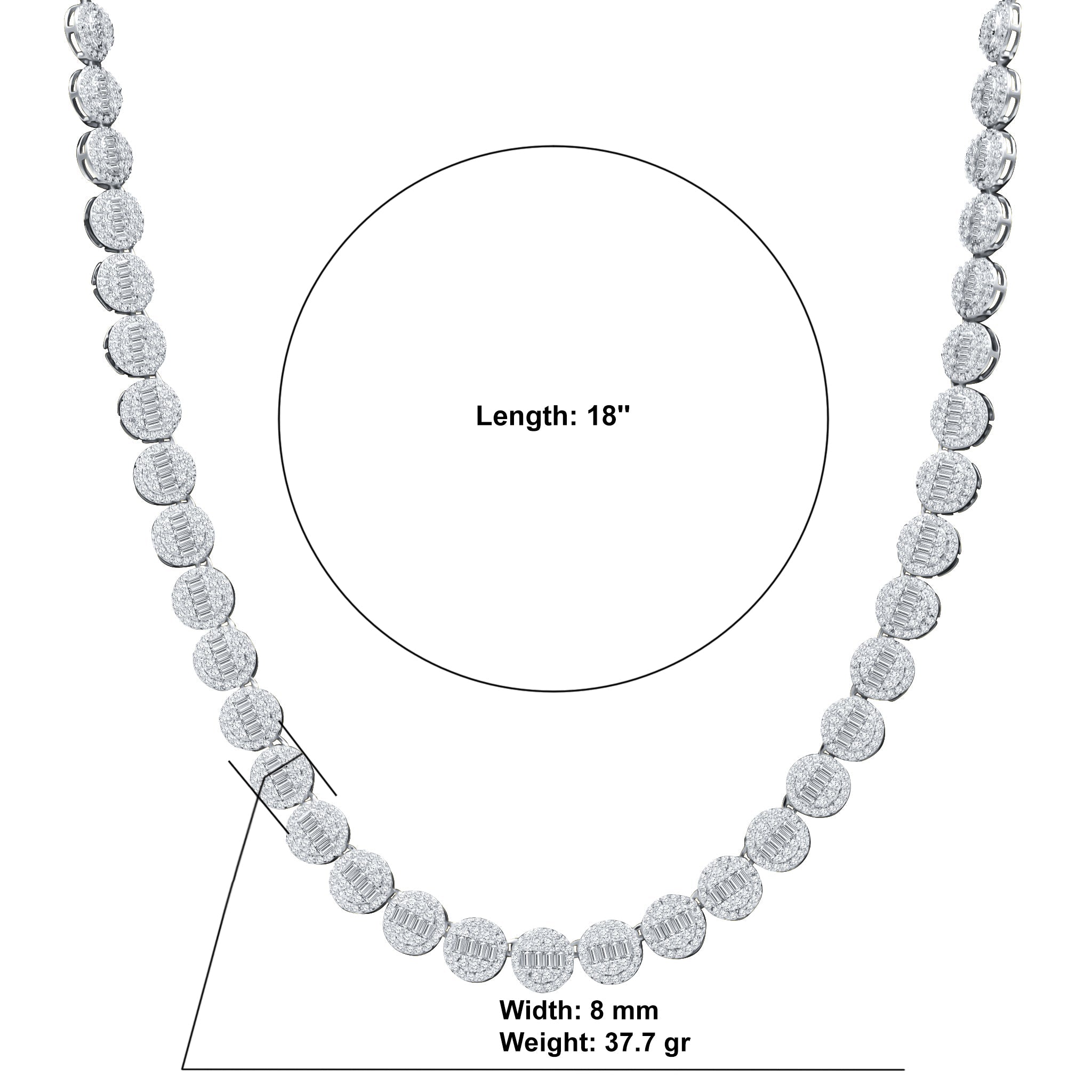 CLAIR Sterling Silver 8mm Chain showcasing its elegant design and sparkling cubic zirconia.