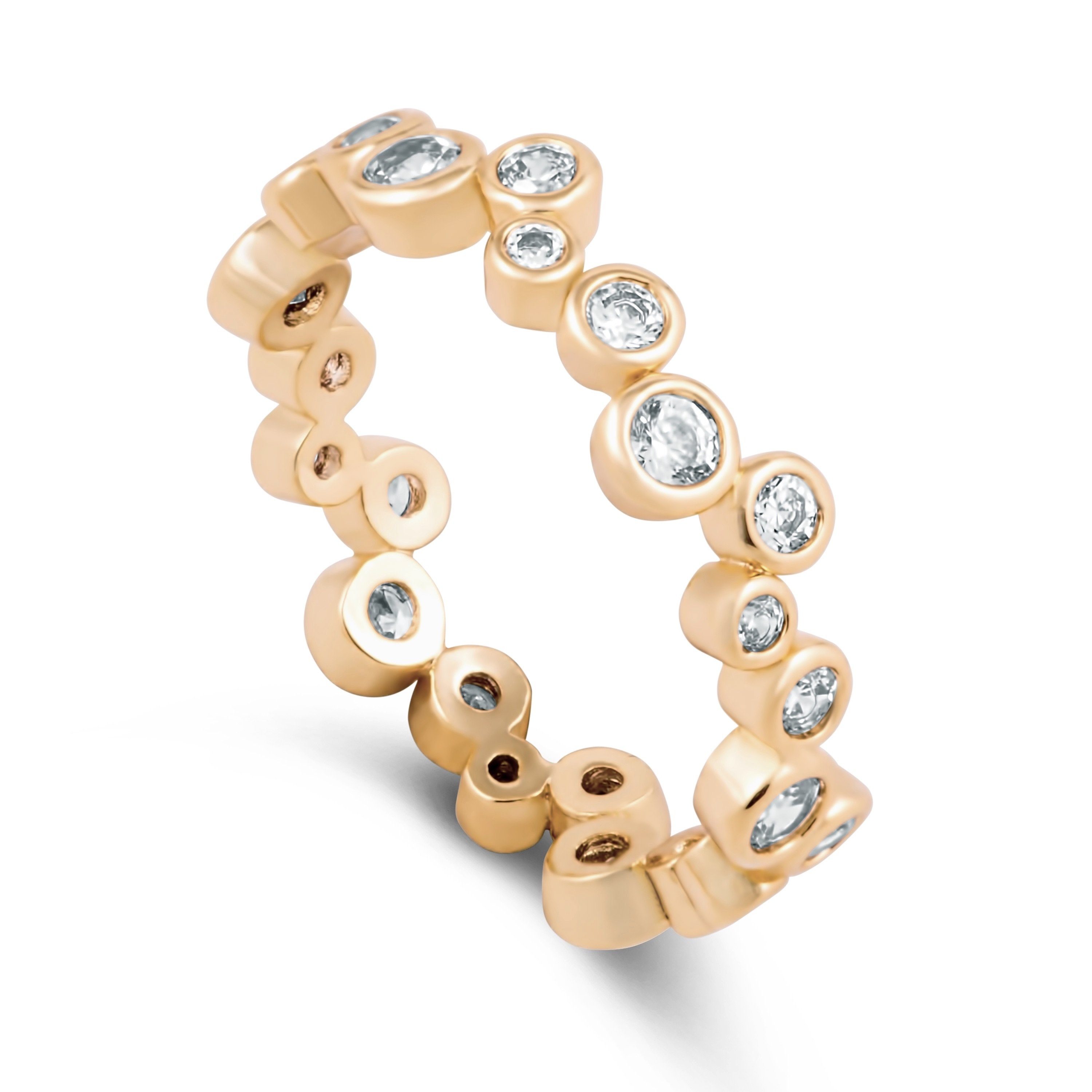 Claire Eternity Ring featuring a sleek sterling silver band with an elegant 18k gold plated finish, perfect for any occasion.