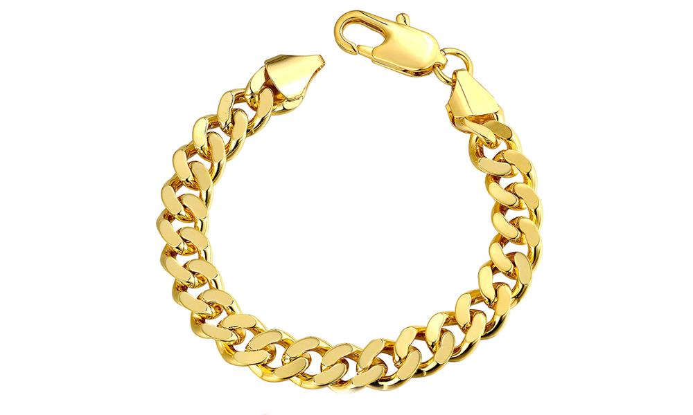 Elegant Class Curb Bracelet in 14K Gold Plated, showcasing a classic curb design and a comfortable fit.