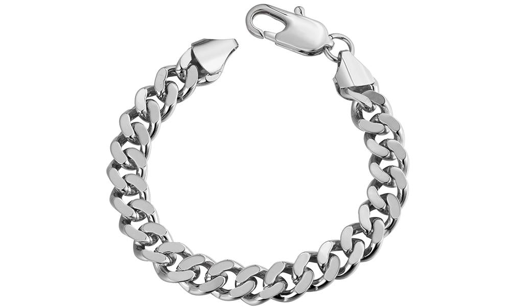 Class Curb Bracelet in 7.5" featuring 14K white gold plating, showcasing a sleek curb design with a polished finish.