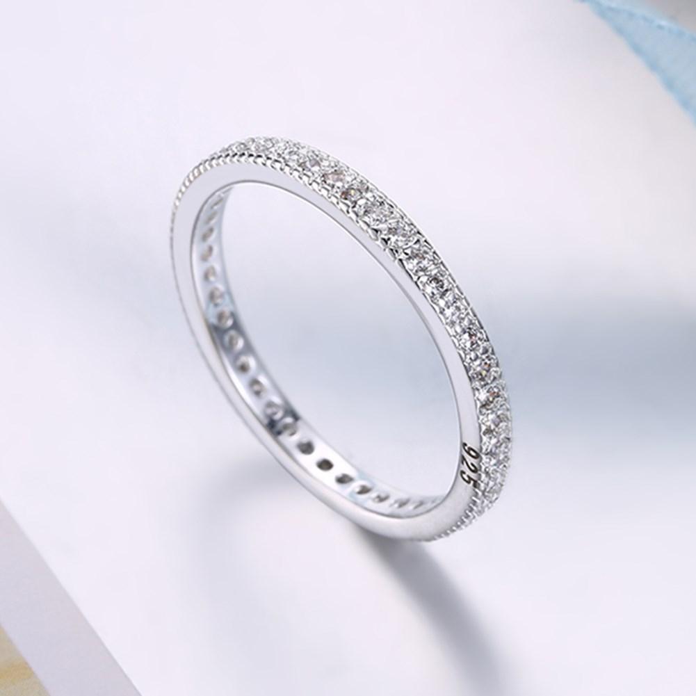 Classic Austrian Crystal Wedding Band Ring Set featuring shimmering crystals on an 18K white gold plated band, elegantly designed for weddings.