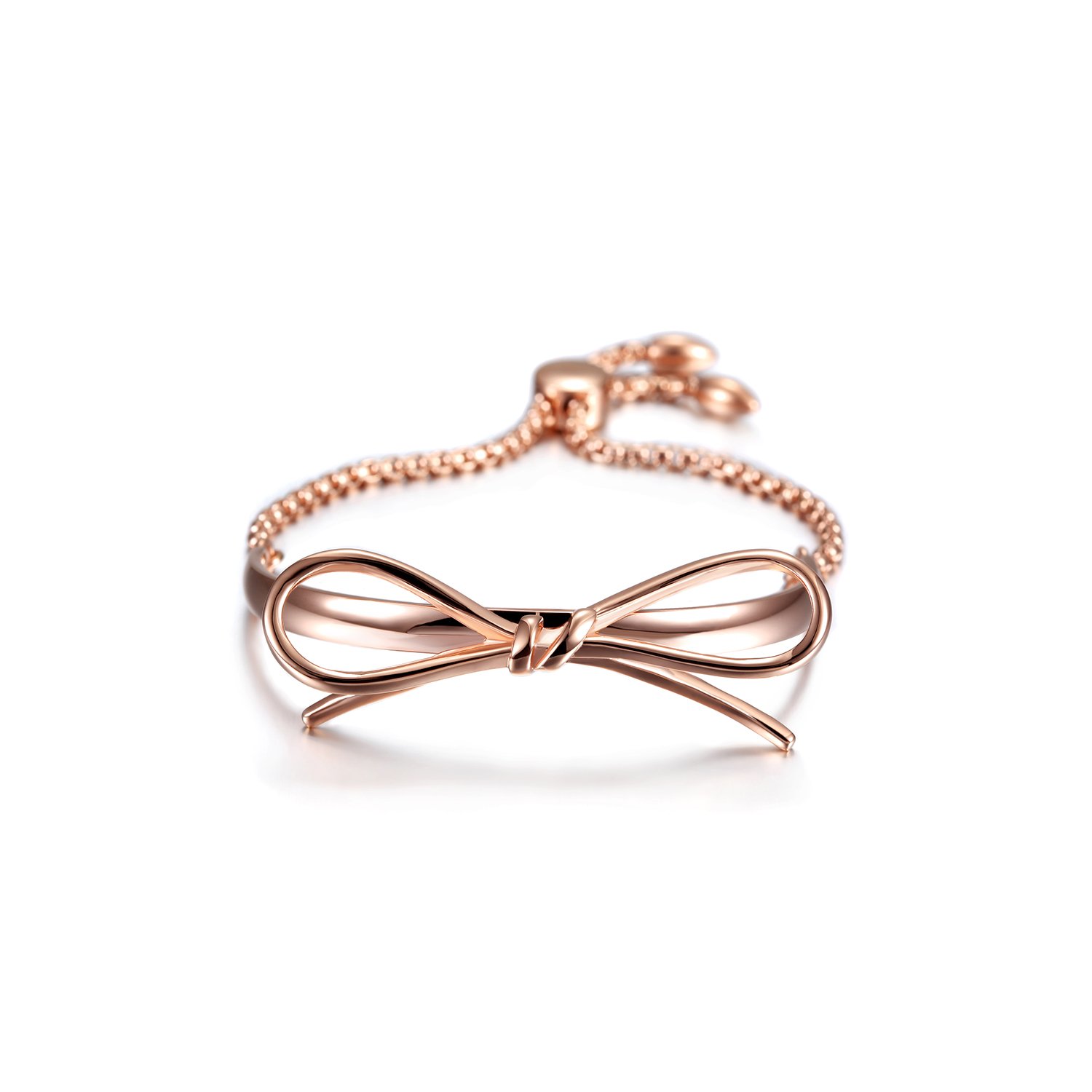 Classic Bow Bracelet made of 316L surgical stainless steel with 14K gold PVD plating, showcasing a delicate bow design.