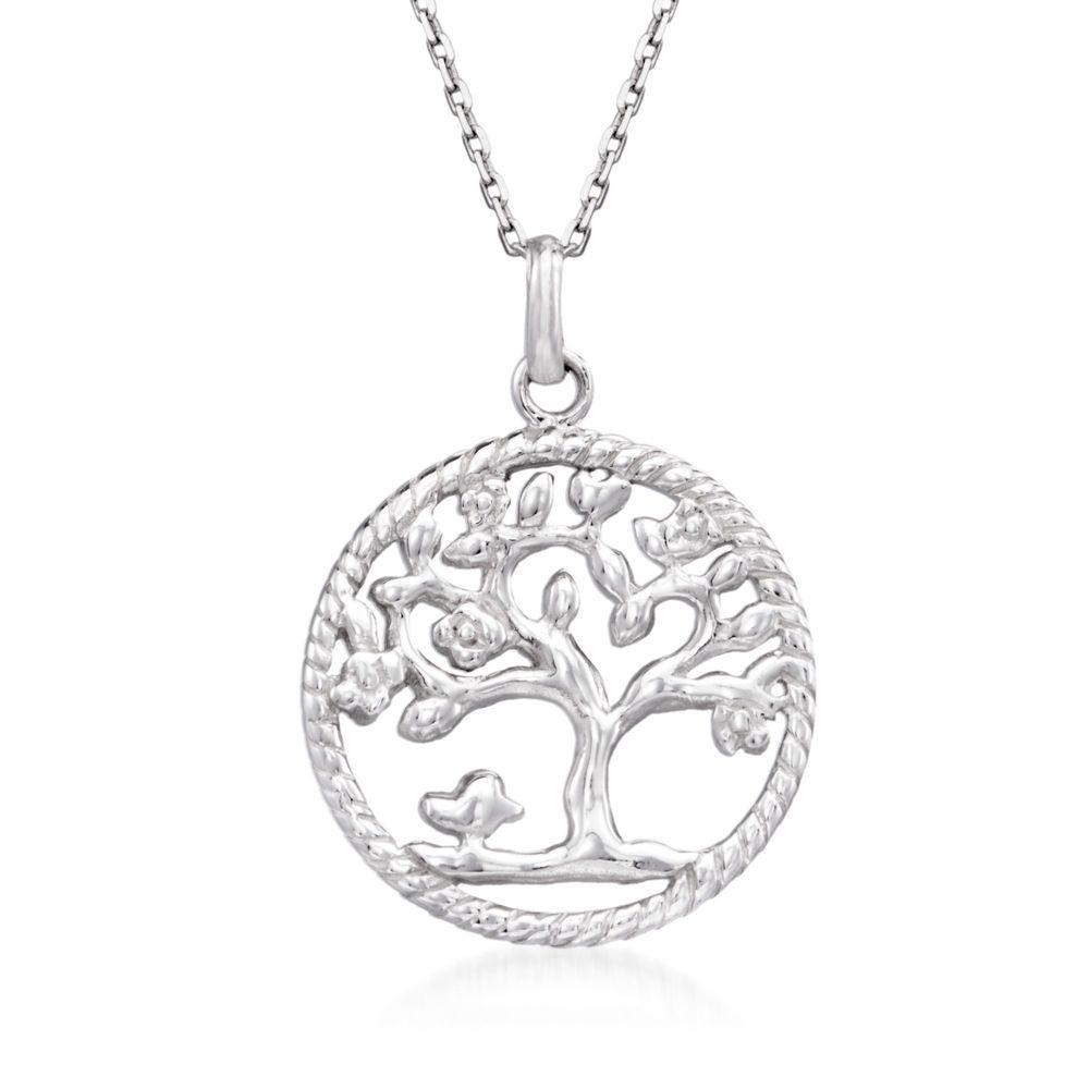 Classic Essential Tree Of Life Circular Pendant Necklace in 14K Gold with link chain and lobster clasp, showcasing elegant design.