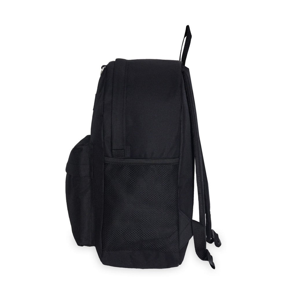 Classic Laptop Backpack with Side Pocket in black, featuring multiple pockets and durable 600D polyester material.