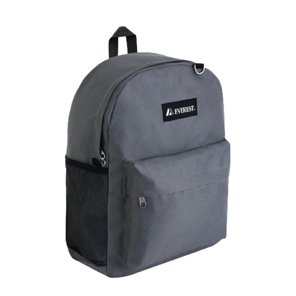 Classic Laptop Backpack with Side Pocket in black, featuring multiple pockets and durable 600D polyester material.