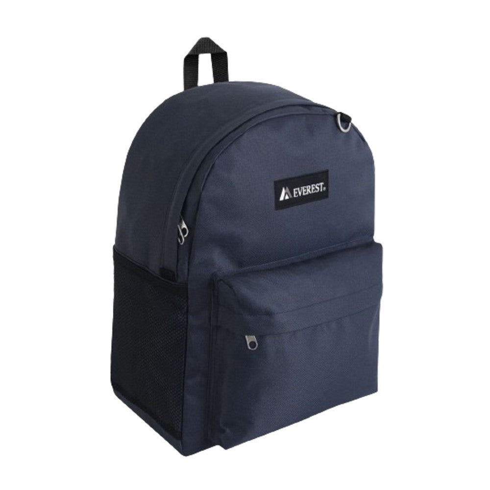 Classic Laptop Backpack with Side Pocket in black, featuring multiple pockets and durable 600D polyester material.