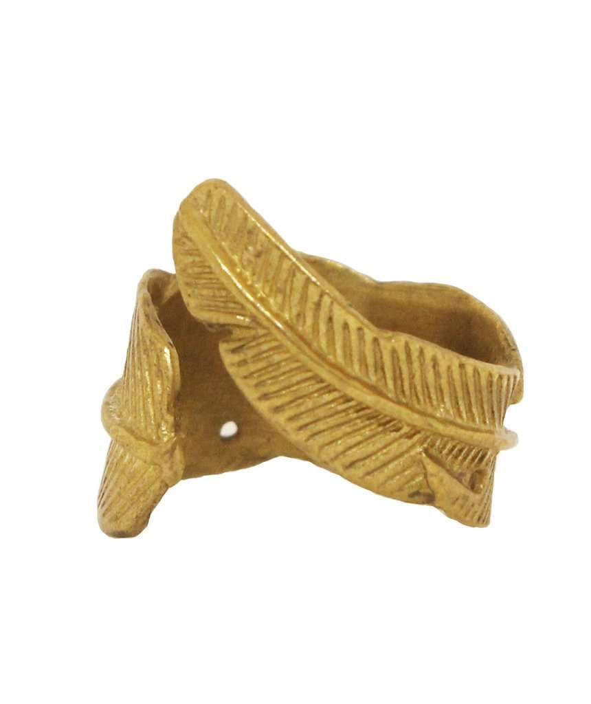 Classic Leaf Ring featuring a tropical leaf design, available in silver and gold, adjustable size for all fingers.