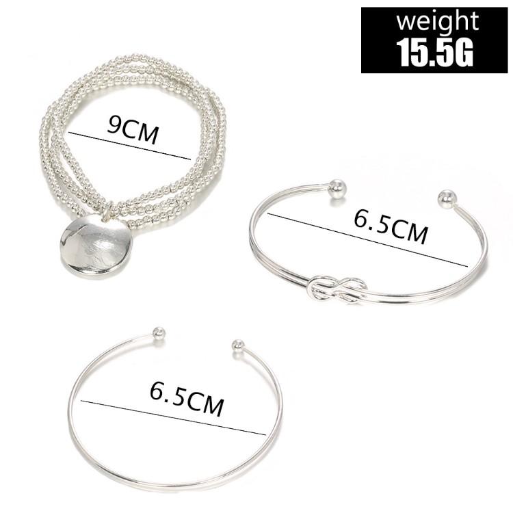 Classic Loveknot Twisted 3 Piece Bracelet Set featuring elegant twisted design and silver plating.