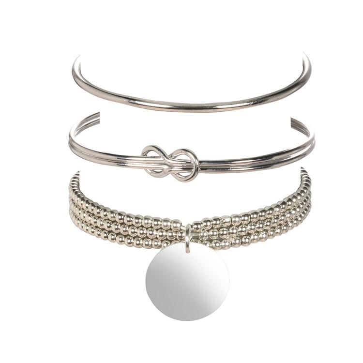 Classic Loveknot Twisted 3 Piece Bracelet Set featuring elegant twisted design and silver plating.