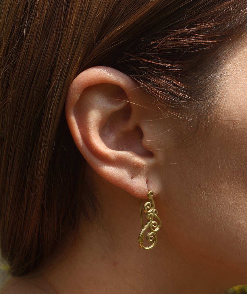 Classic Melody Earrings by Urbiana, handmade brass silver plated earrings with a simple hook fastening and beautiful detailing.