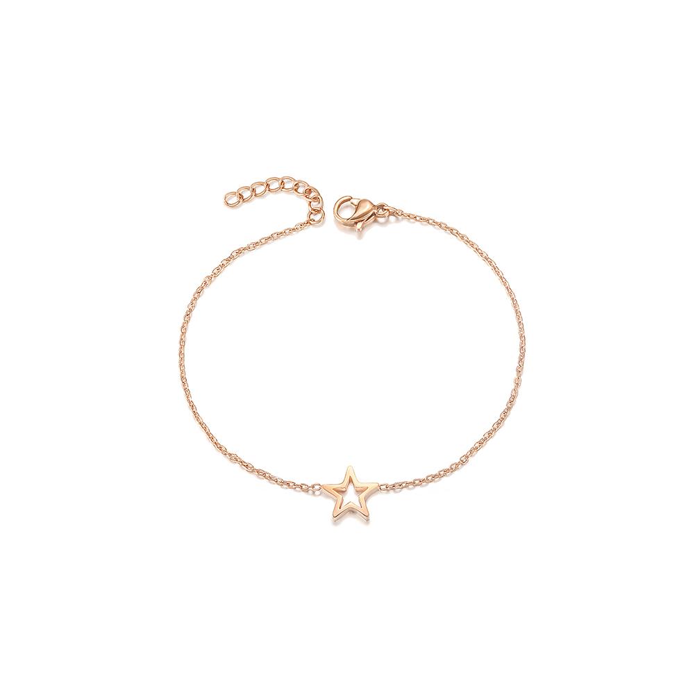 Classic Star Charm Bracelet made of surgical stainless steel with gold plating, featuring star charms.