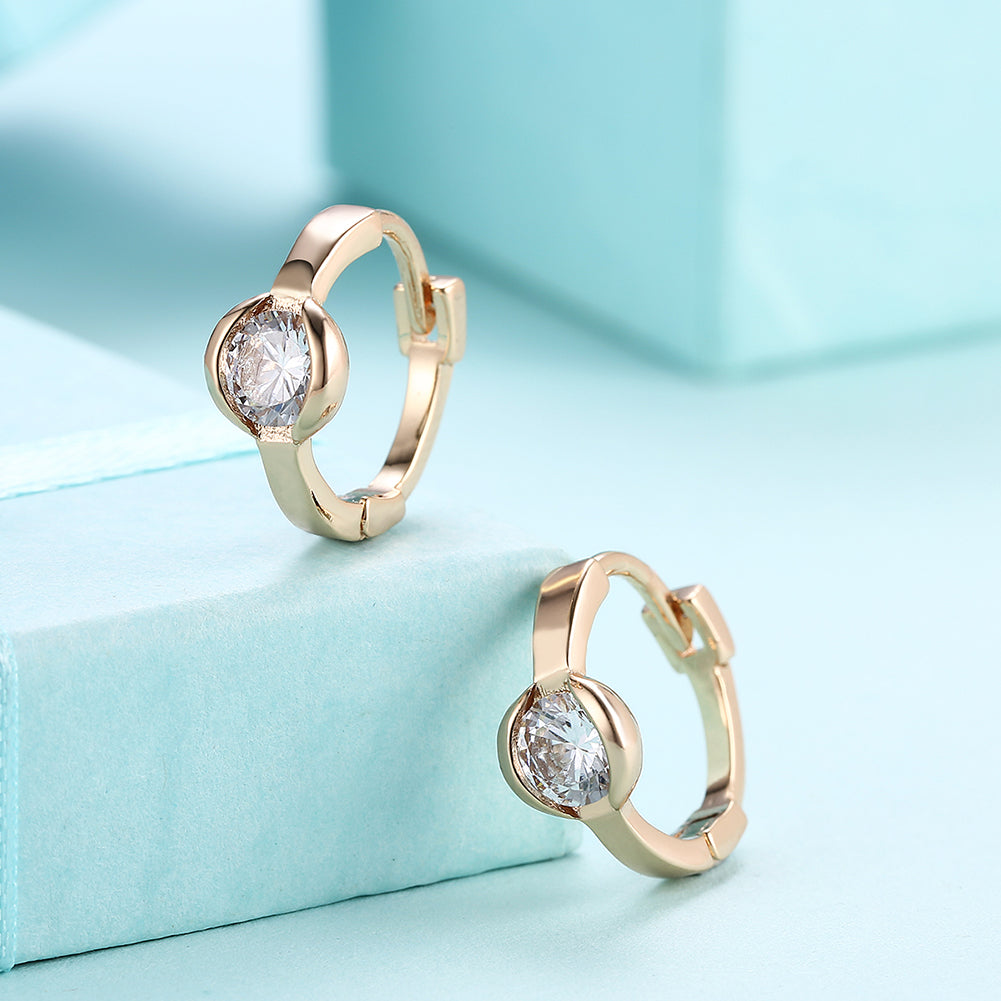 Classic Stone Huggie Earring in 18K Gold Plated with Crystals, showcasing elegant design and sparkling details.