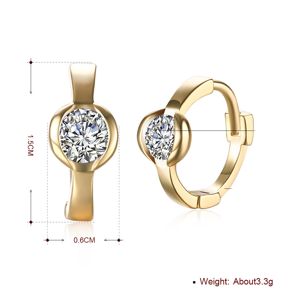 Classic Stone Huggie Earring in 18K Gold Plated with Crystals, showcasing elegant design and sparkling details.