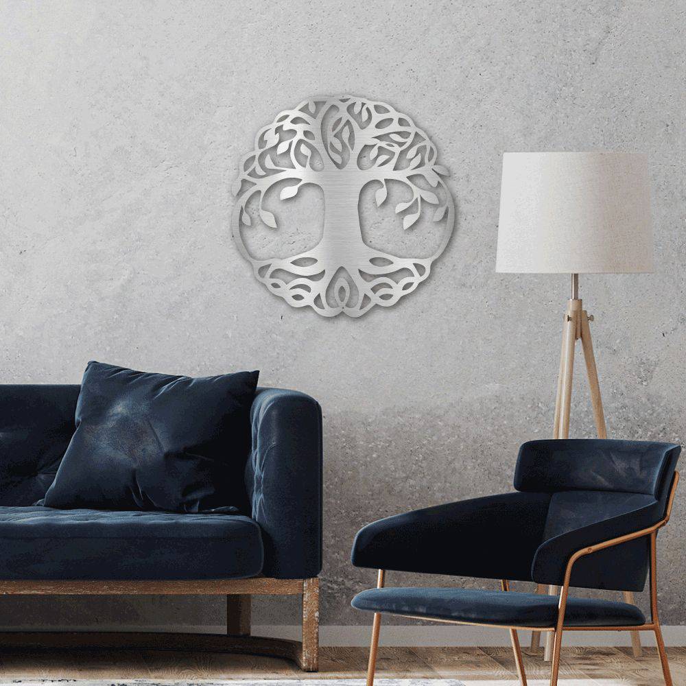 Classic Tree of Life metal wall art, intricately designed and powder-coated for durability, suitable for indoor and outdoor display.