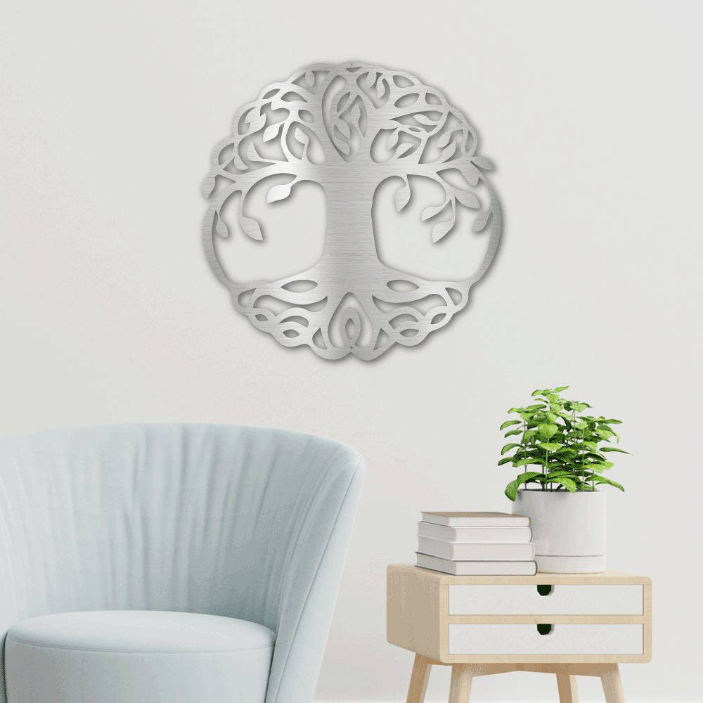 Classic Tree of Life metal wall art, intricately designed and powder-coated for durability, suitable for indoor and outdoor display.