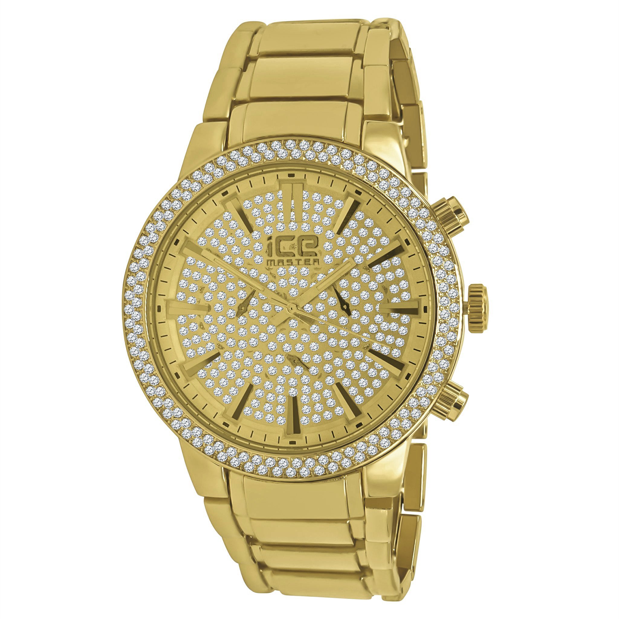 CLASSY Ice Master Watch featuring rhinestone accents and a metal alloy construction, showcasing its elegant design and durable build.