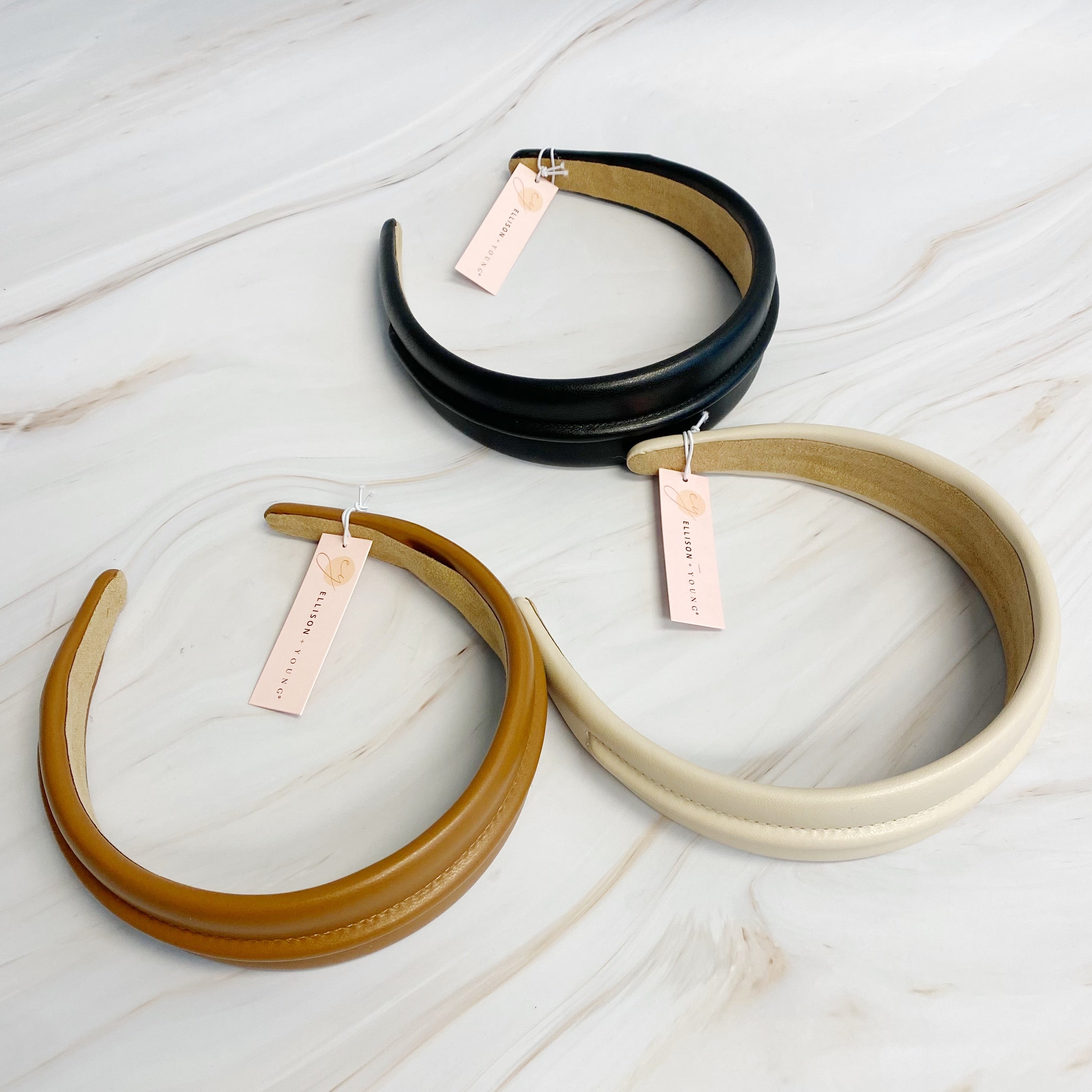 Classy Vegan Leather Headband in sleek design, showcasing soft edges and high-quality faux leather material.