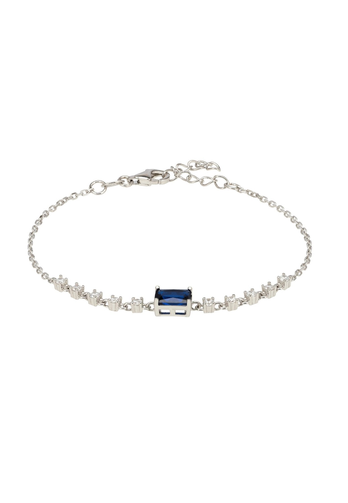 Claudia Gemstone Bracelet featuring a lab-created sapphire set in 925 sterling silver with cubic zirconia detailing.