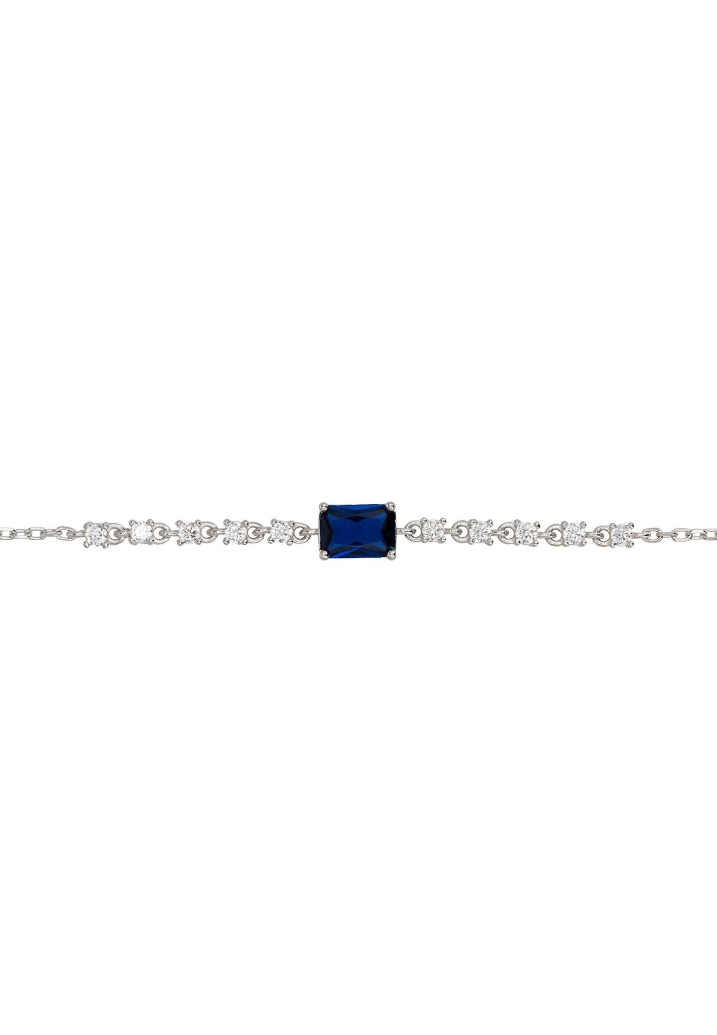 Claudia Gemstone Bracelet featuring a lab-created sapphire set in 925 sterling silver with cubic zirconia detailing.