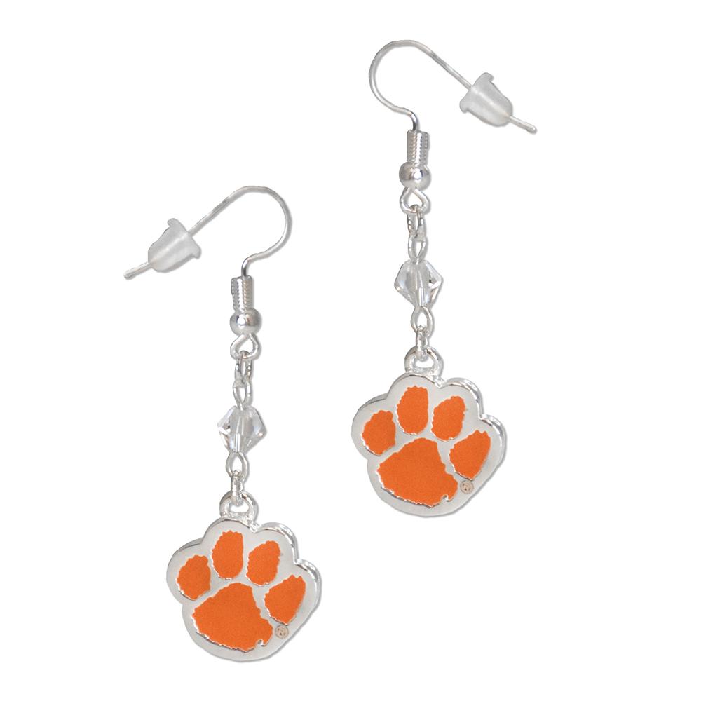 Clemson Fan Earrings featuring a trendy design with stainless steel posts, perfect for showcasing team spirit.