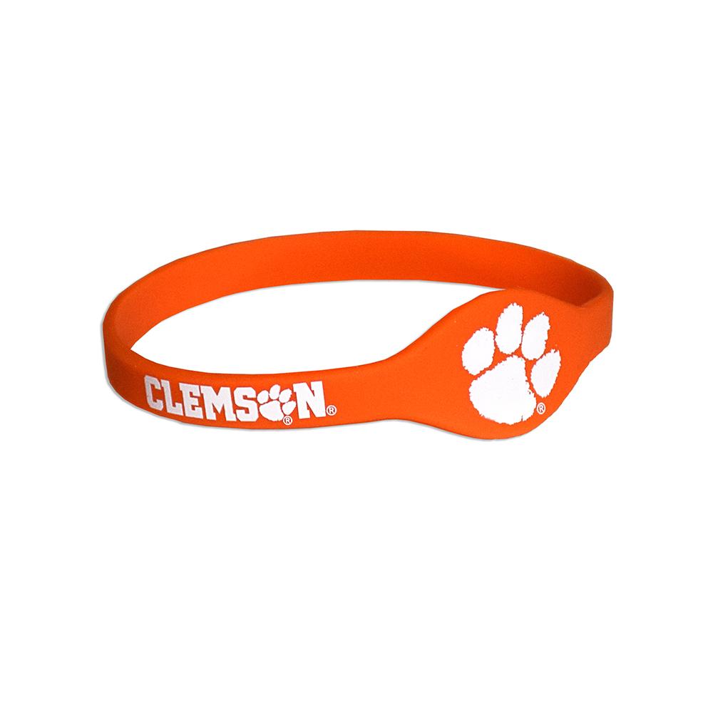 Clemson Silicone Bracelet featuring the Clemson logo, designed for comfort and durability.