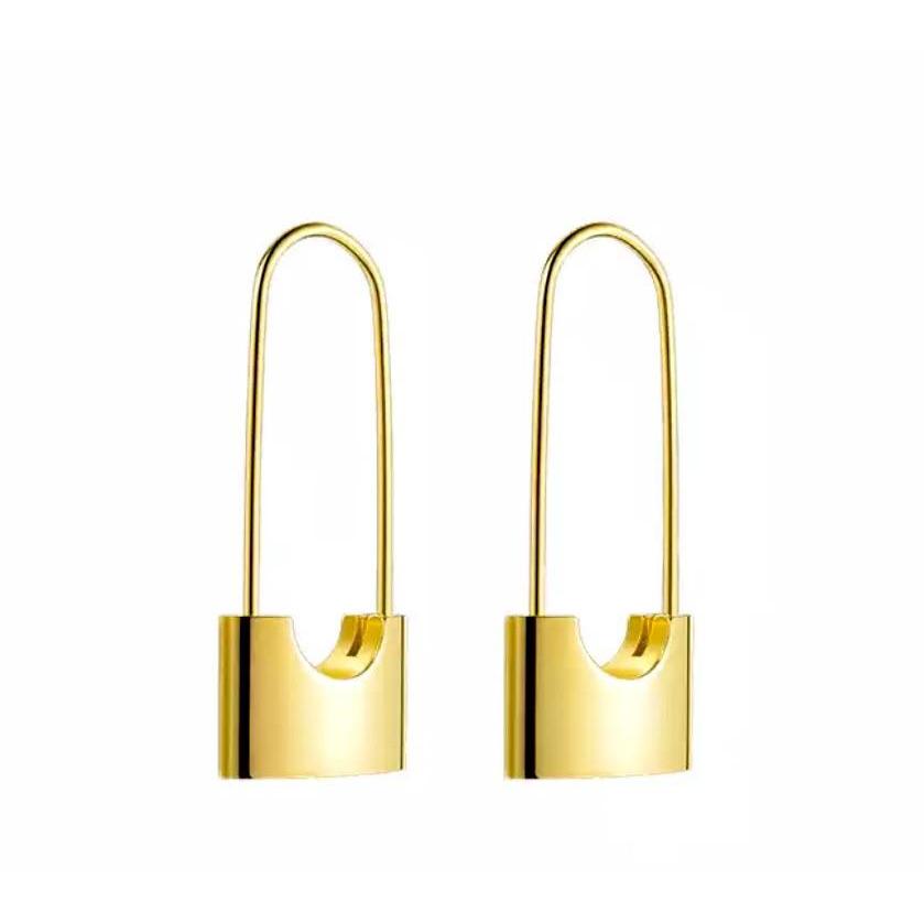 Elegant 18k gold plated lock earrings showcasing a unique design.