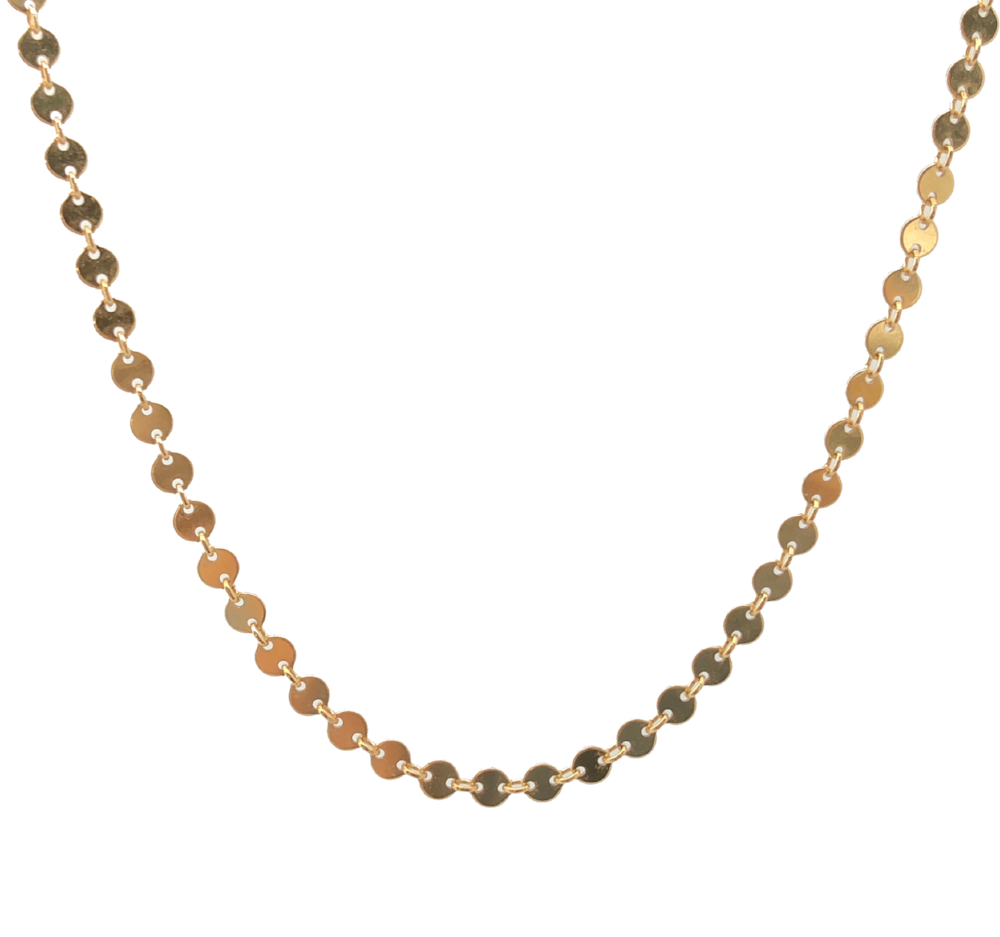 A beautiful Coin Choker featuring a minimalist design with a 4mm pendant, crafted from 14KT gold-filled material, perfect for layering or wearing alone.