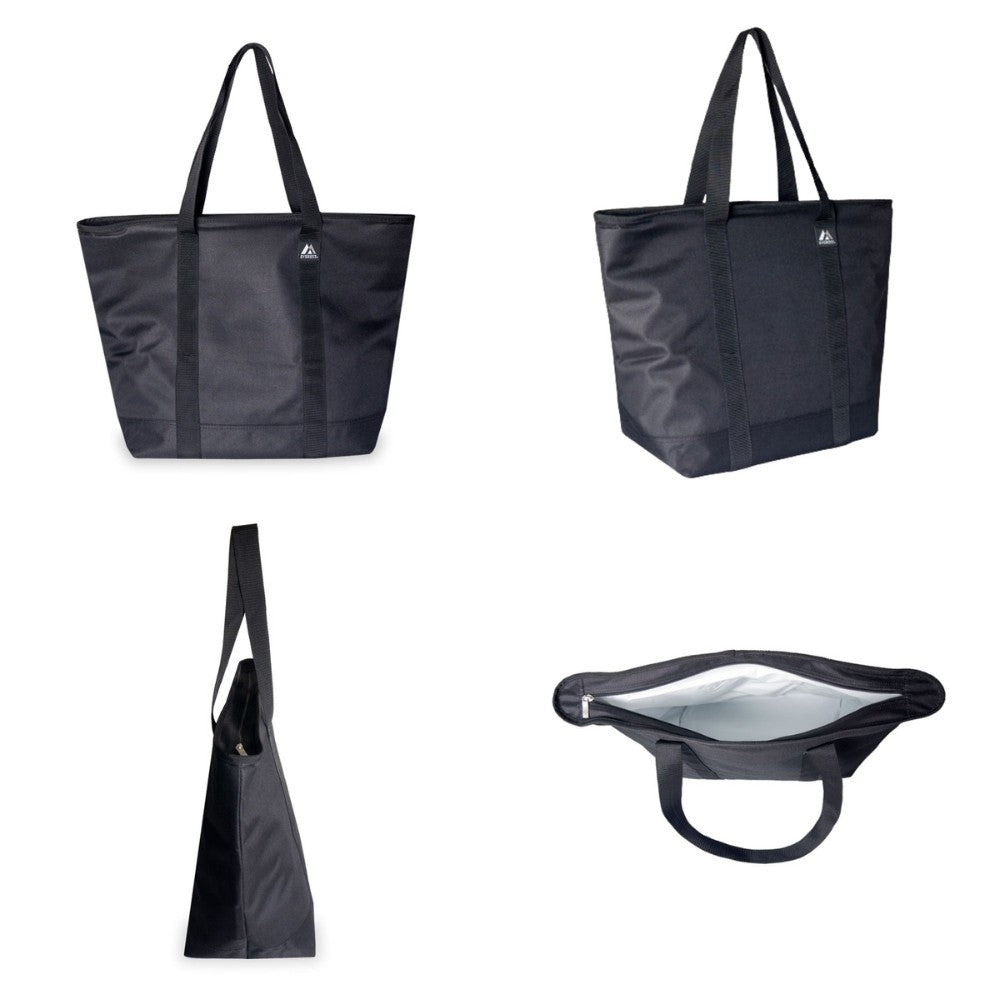 Stylish Cooler Shopping Tote in trendy colors with padded tablet sleeve and outer pocket.