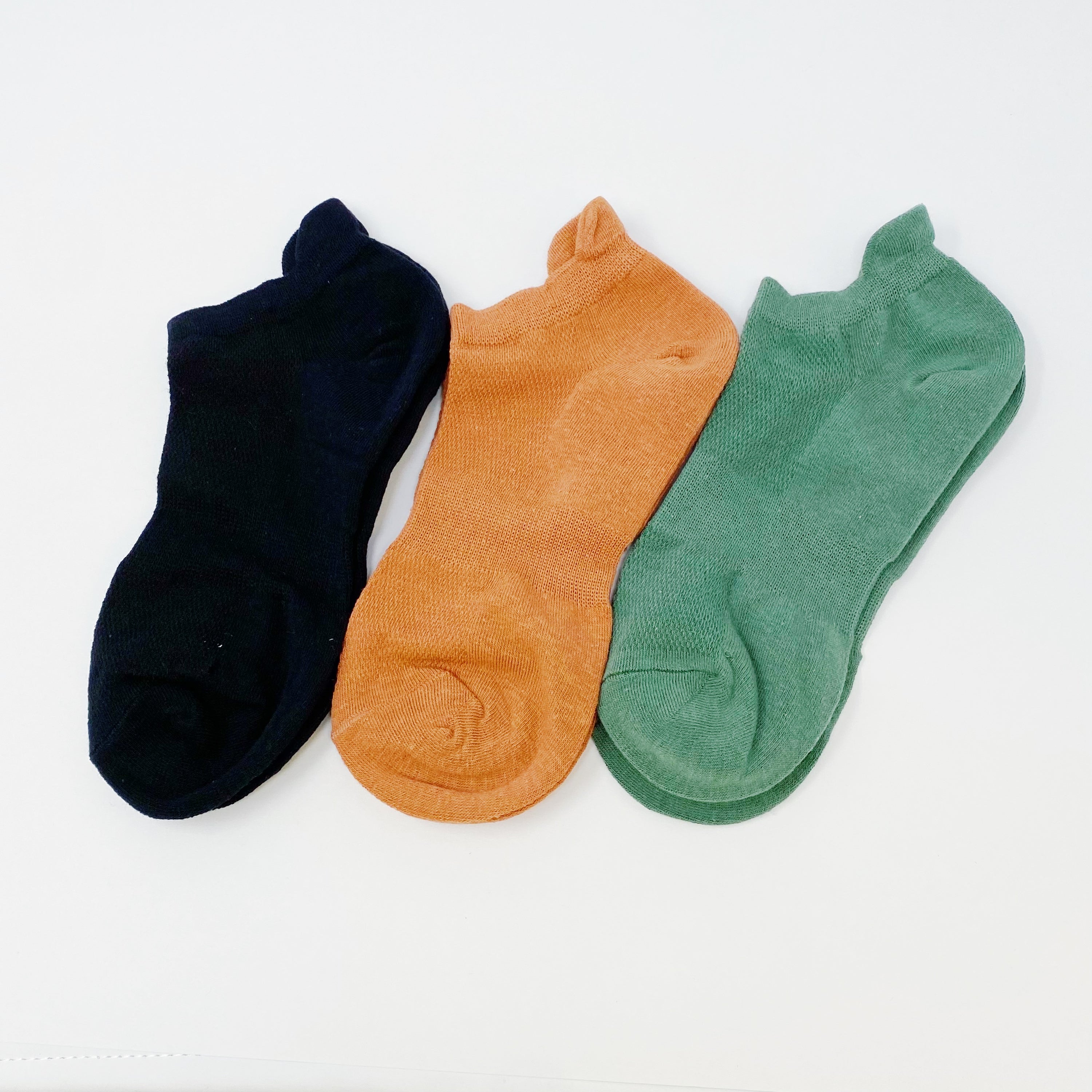 Color Of Today Low Ankle Socks Set featuring three pairs of colorful socks in a clear cello bag with Ellison + Young logo.