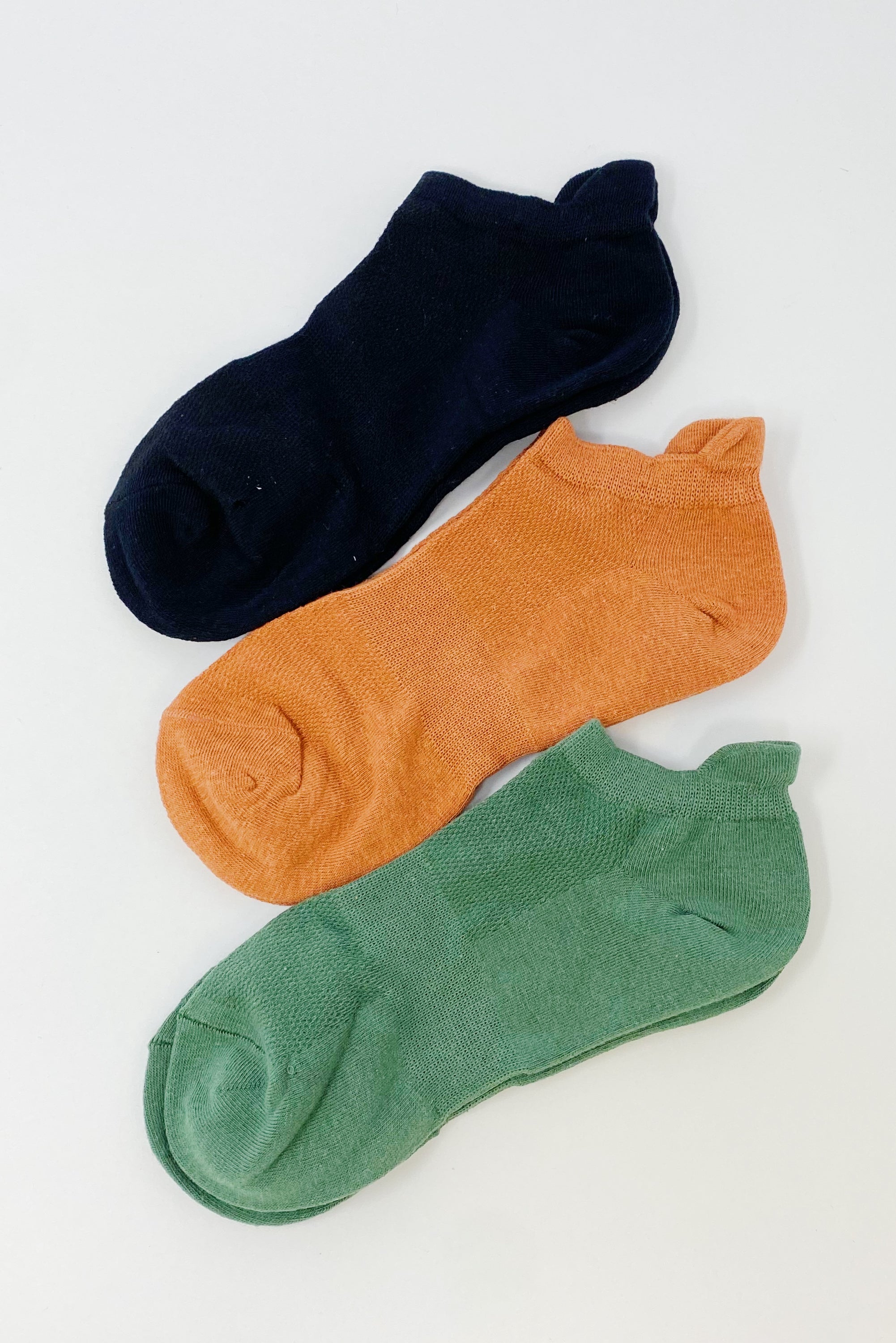 Color Of Today Low Ankle Socks Set featuring three pairs of colorful socks in a clear cello bag with Ellison + Young logo.