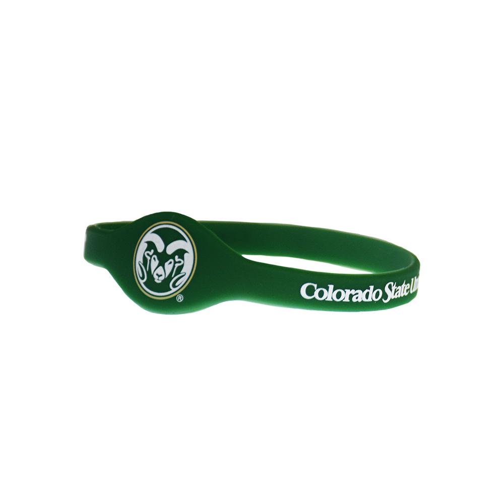 Colorado State Rams Silicone Bracelet featuring the team's logo, designed for comfort and durability.