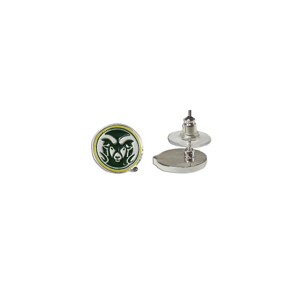 Colorado State University Rams Post Earrings featuring stainless steel posts and trendy design, perfect for fans.