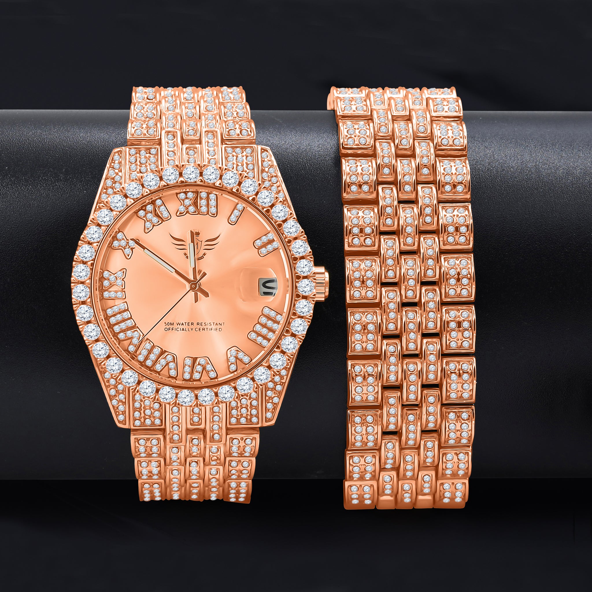 Congenial Watch Set I 530645 featuring a dazzling design with a CZ stoned bracelet and a refulgent dial.