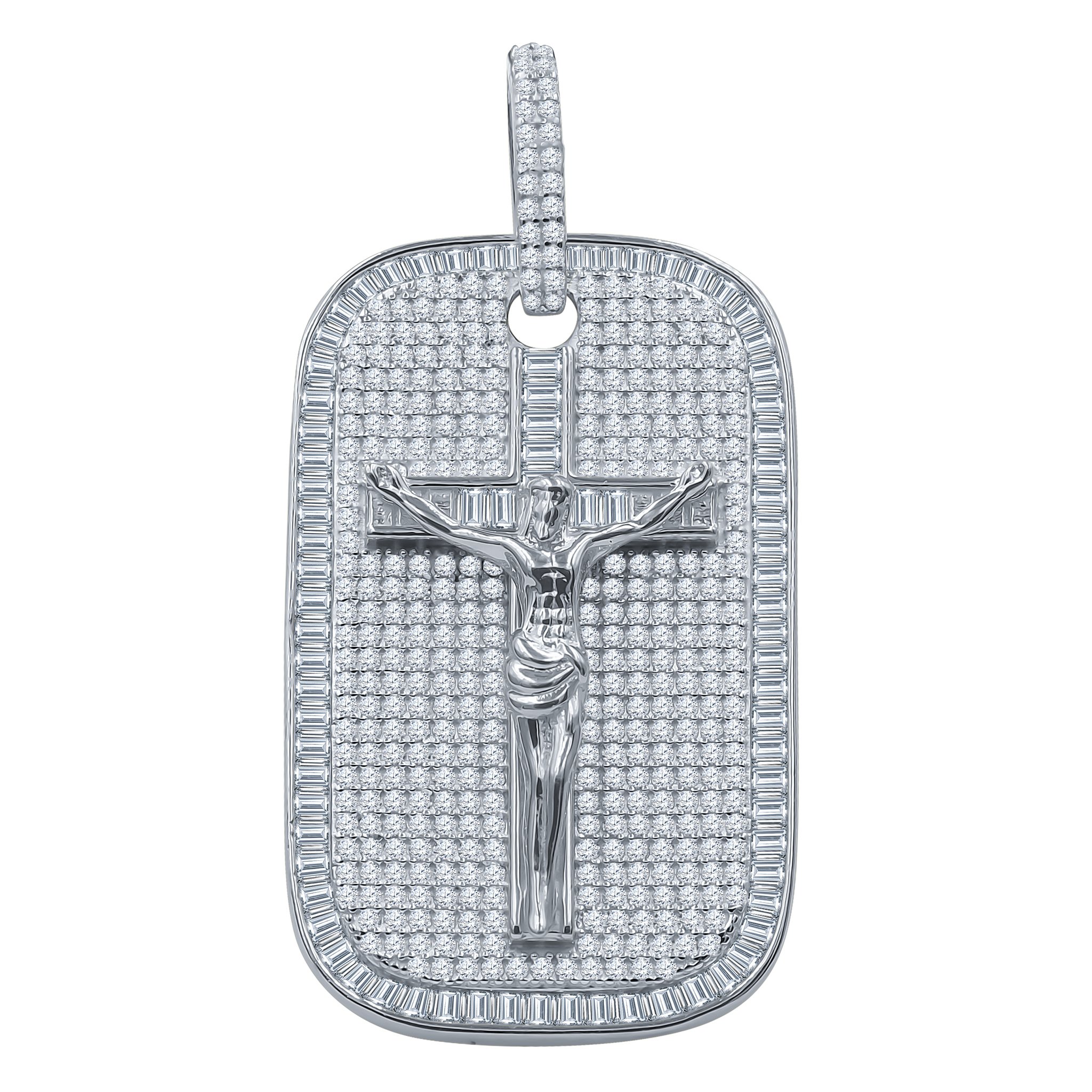 Consecrated Silver Pendant featuring a cross design adorned with sparkling cubic zirconia stones, crafted from 925 sterling silver.