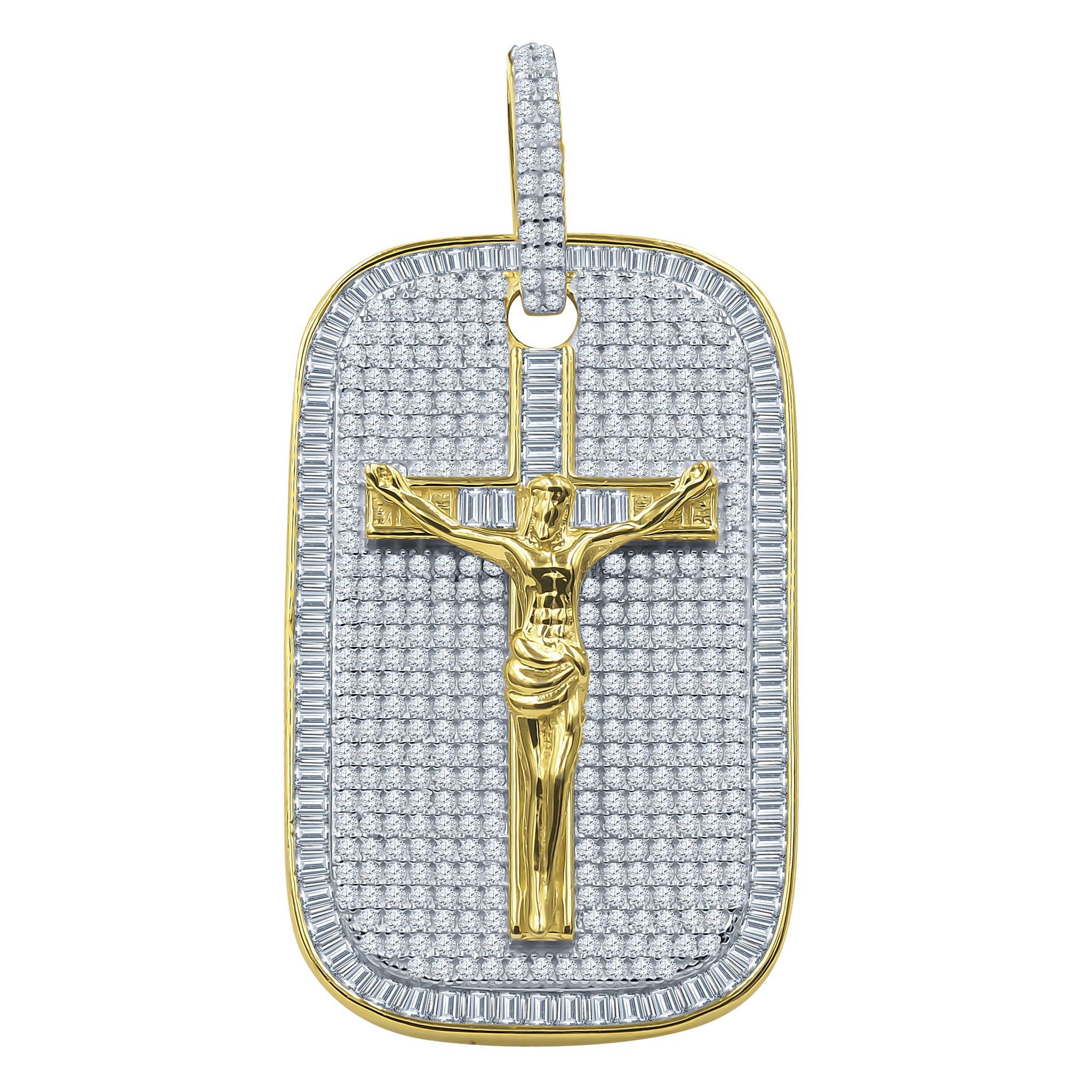 A beautiful consecrated silver pendant featuring a cross design, embellished with sparkling cubic zirconia stones, showcasing elegance and spirituality.