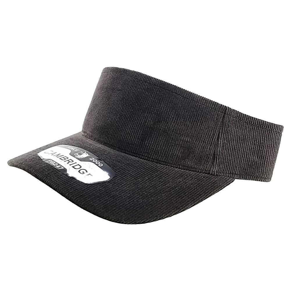 A pack of six stylish corduroy sun visor hats in various colors, showcasing their curved visor and adjustable velcro closure.