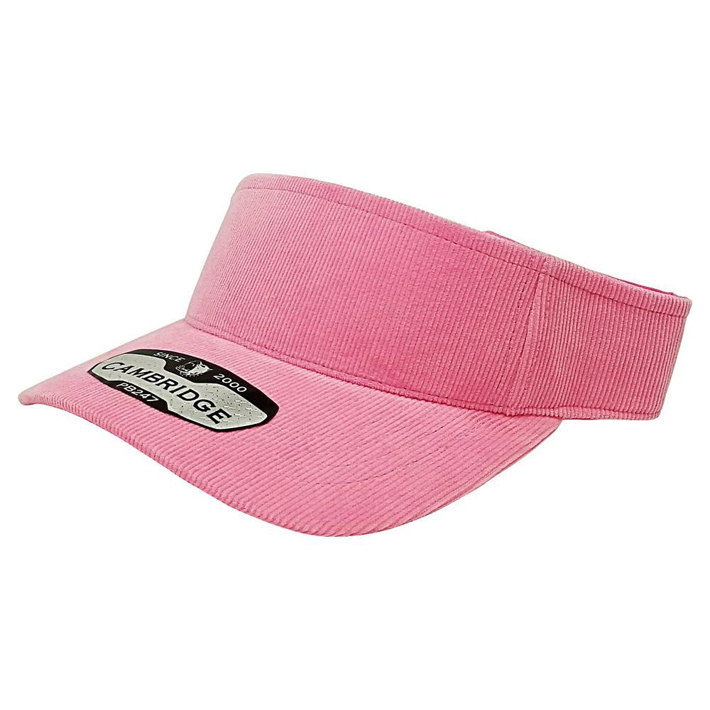 A pack of six stylish corduroy sun visor hats in various colors, showcasing their curved visor and adjustable velcro closure.