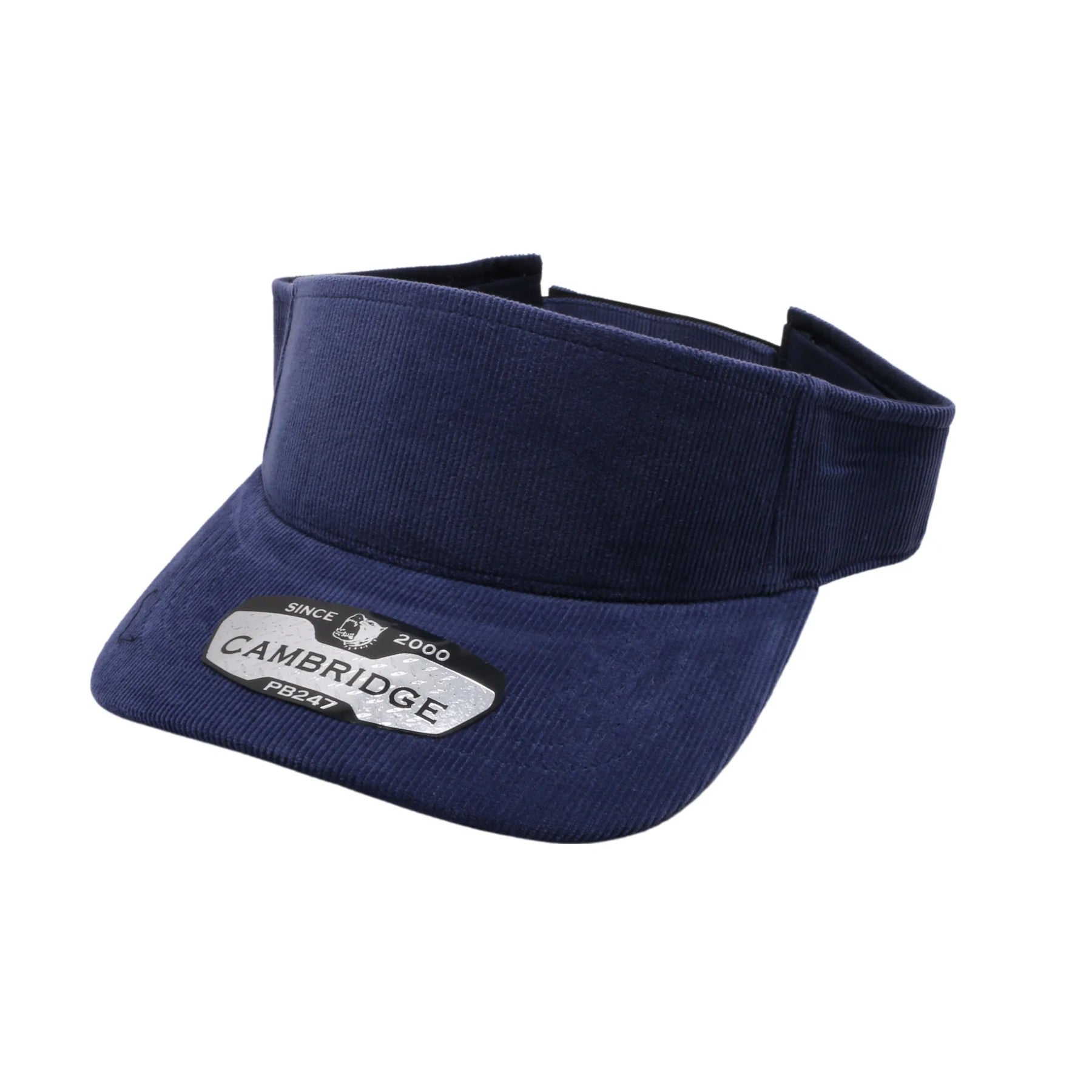 A pack of six stylish corduroy sun visor hats in various colors, showcasing their curved visor and adjustable velcro closure.