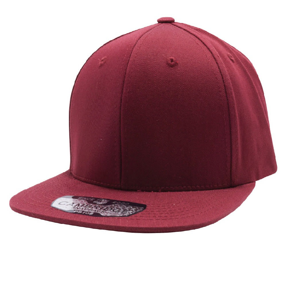 A pack of six stylish cotton snapback caps in various colors, featuring a high profile and flat visor design.