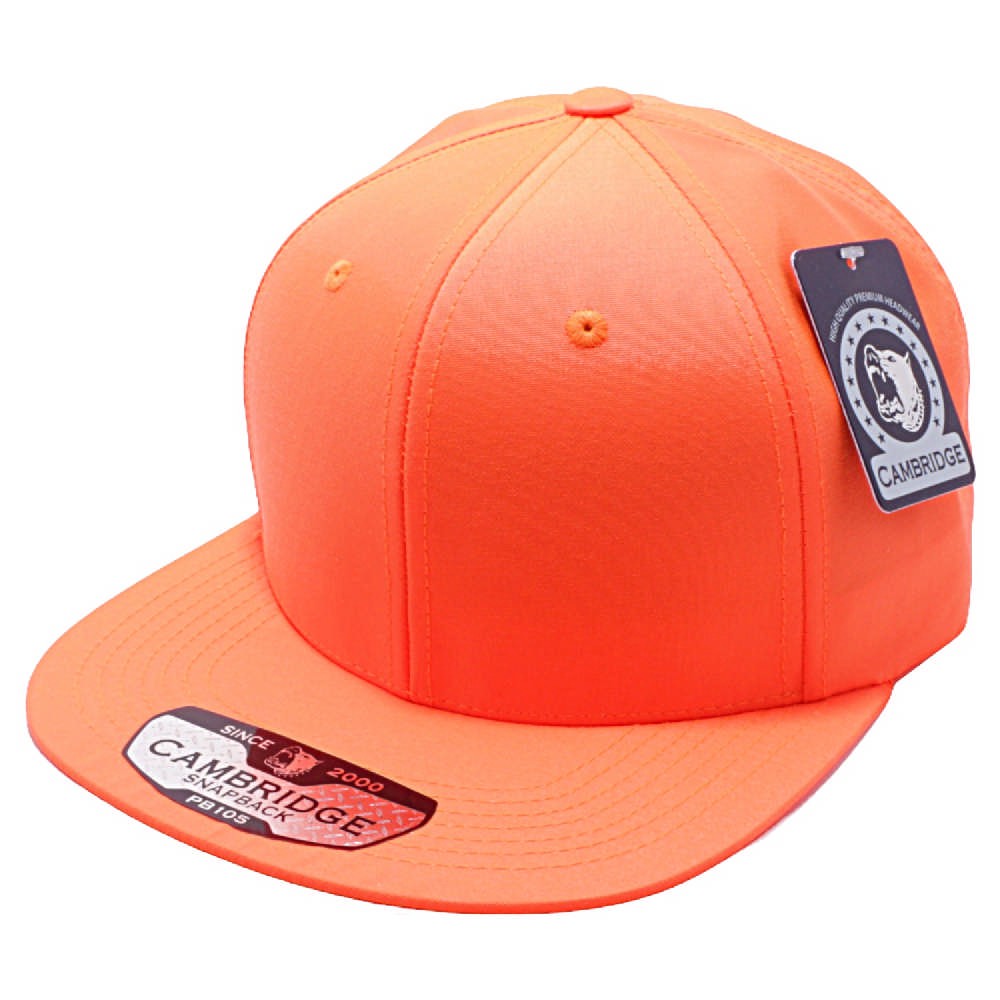 A pack of six stylish cotton snapback caps in various colors, featuring a high profile and flat visor design.