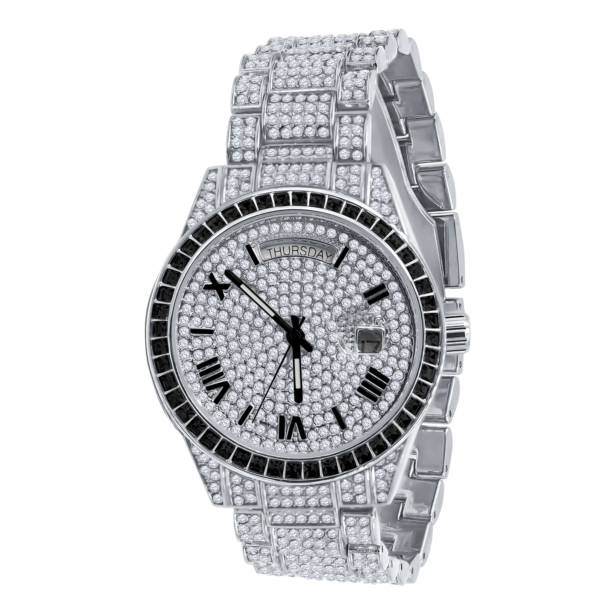 CRANT Bling Watch Crystal I 563137 featuring sparkling crystals on bezel and frame with a shiny metal band.