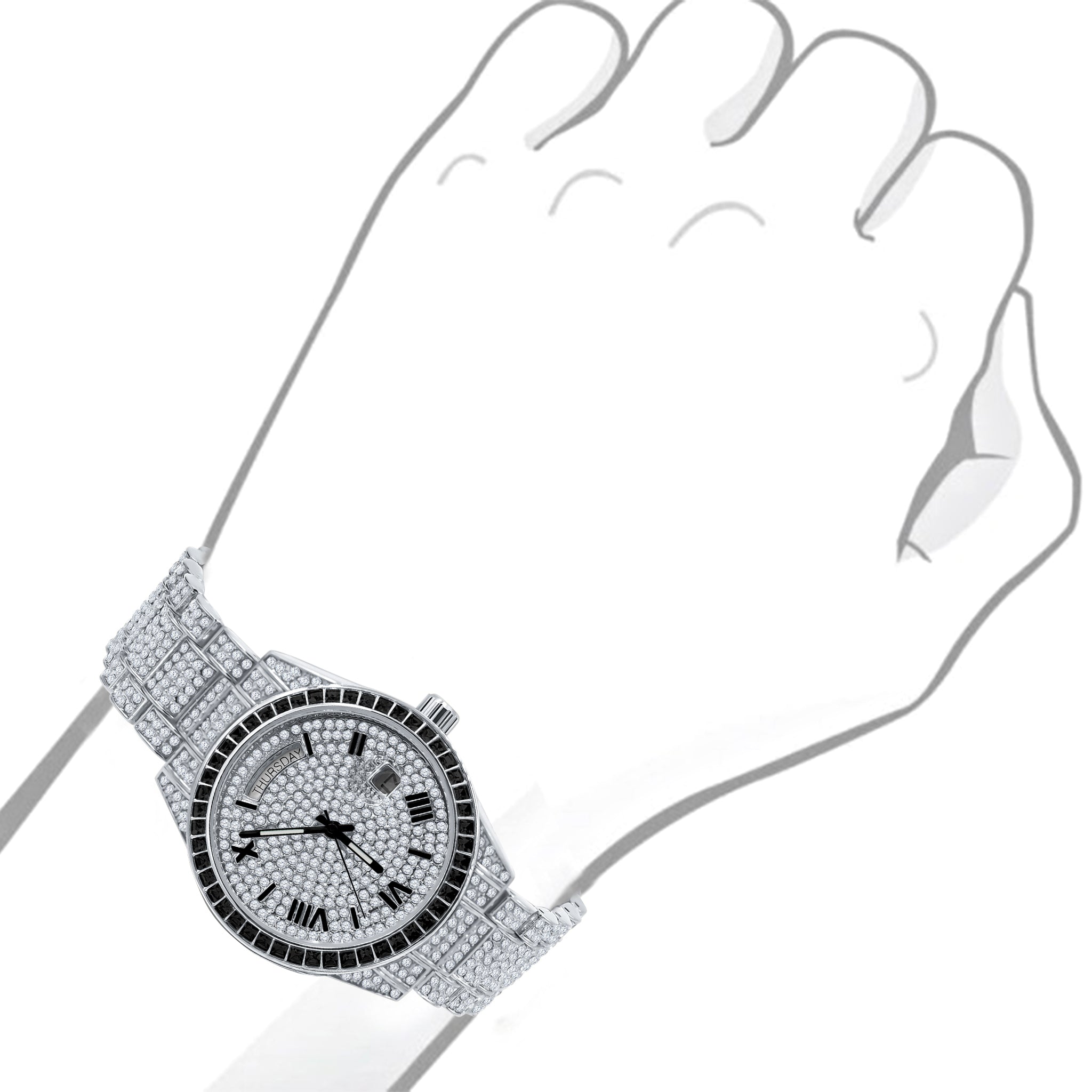 CRANT Bling Watch Crystal I 563137 featuring sparkling crystals on bezel and frame with a shiny metal band.