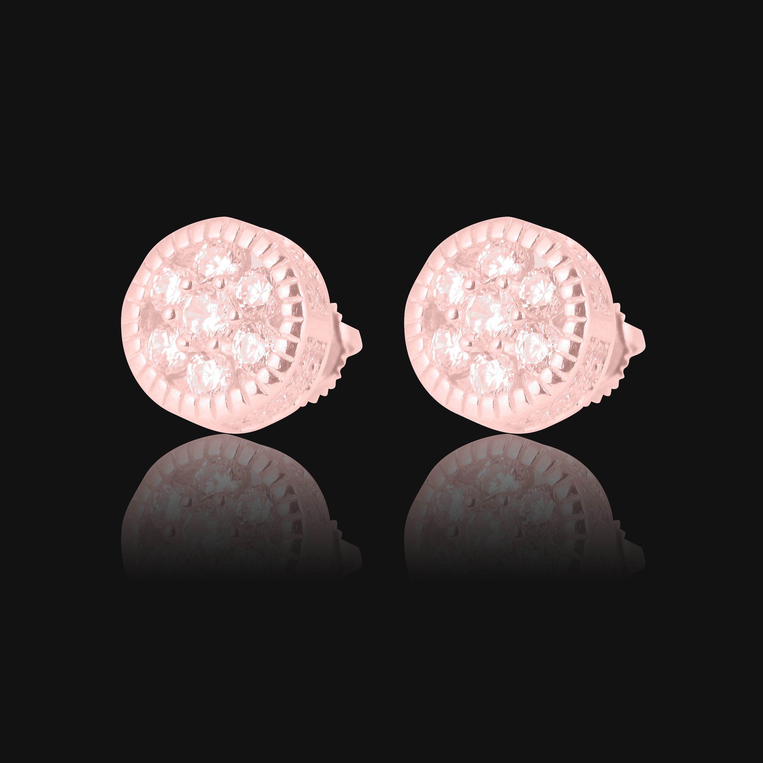 Craze Flower CZ Stud earrings featuring round cubic zircon stones set in 925 sterling silver, showcasing a flower-like design.