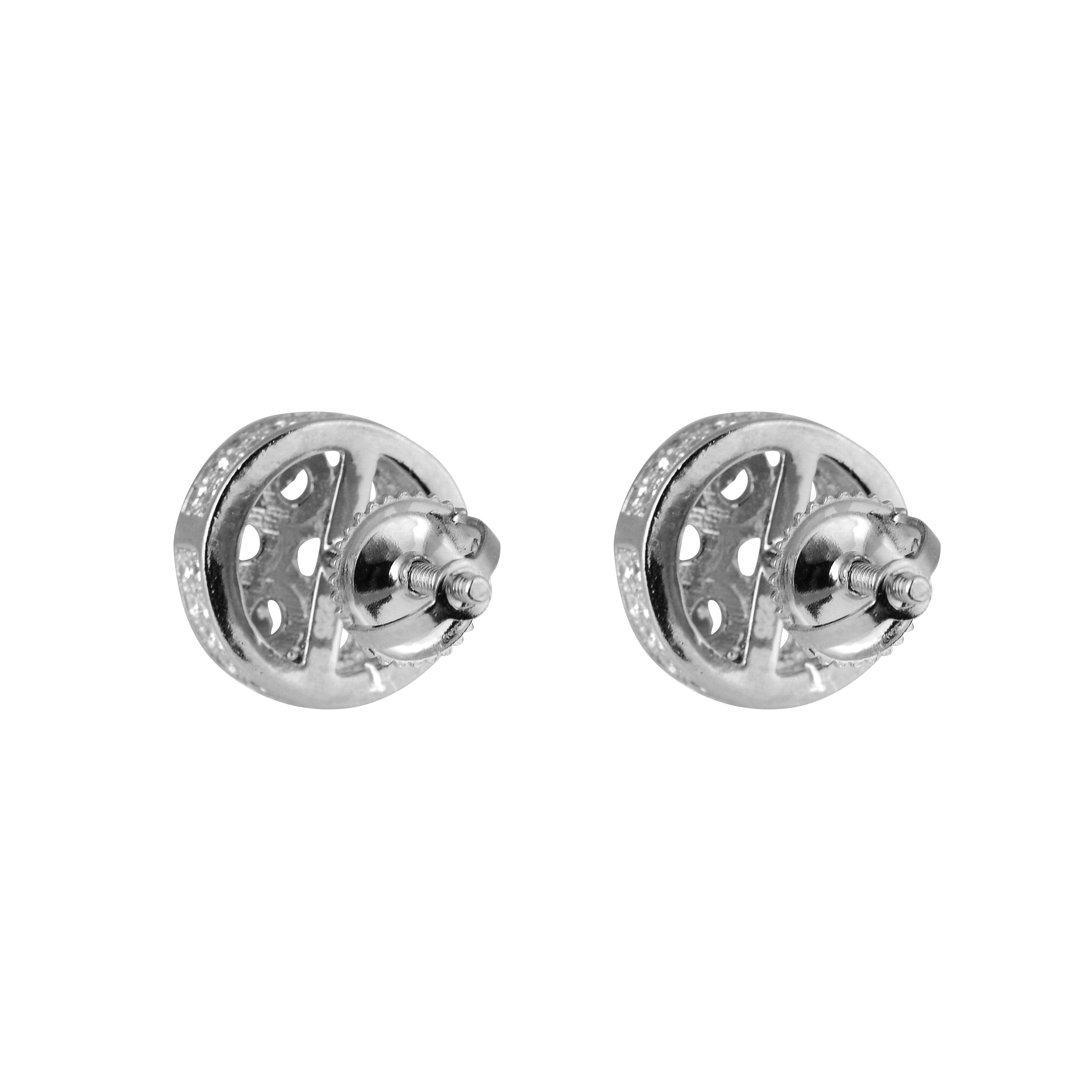 Craze Flower CZ Stud earrings featuring round cubic zircon stones set in 925 sterling silver, showcasing a flower-like design.